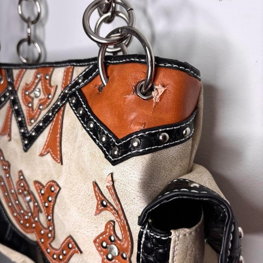 Studded Western Cowgirl Satchel Tote Bag - Picture 6 of 8